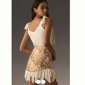 NWT Anthropologie By Mare Mare Jacquard Ruffle Mini Skirt Size L